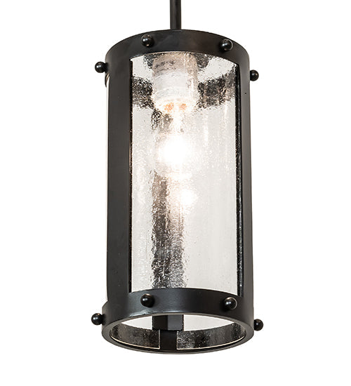 Meyda Lighting Cartier 30" 9-Light Solar Black Cascading Chandelier With Clear Seeded Shade Glass