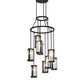 Meyda Lighting Cartier 30" 9-Light Solar Black Cascading Chandelier With Clear Seeded Shade Glass