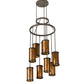 Meyda Lighting Cartier 30" 9-Light Timeless Bronze Cascading Chandelier With Amber Mica Shade Glass