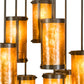 Meyda Lighting Cartier 30" 9-Light Timeless Bronze Cascading Chandelier With Amber Mica Shade Glass