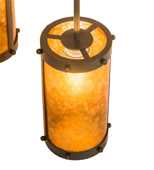 Meyda Lighting Cartier 30" 9-Light Timeless Bronze Cascading Chandelier With Amber Mica Shade Glass
