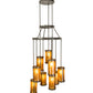 Meyda Lighting Cartier 30" 9-Light Timeless Bronze Cascading Chandelier With Amber Mica Shade Glass