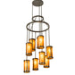 Meyda Lighting Cartier 30" 9-Light Timeless Bronze Cascading Chandelier With Amber Mica Shade Glass