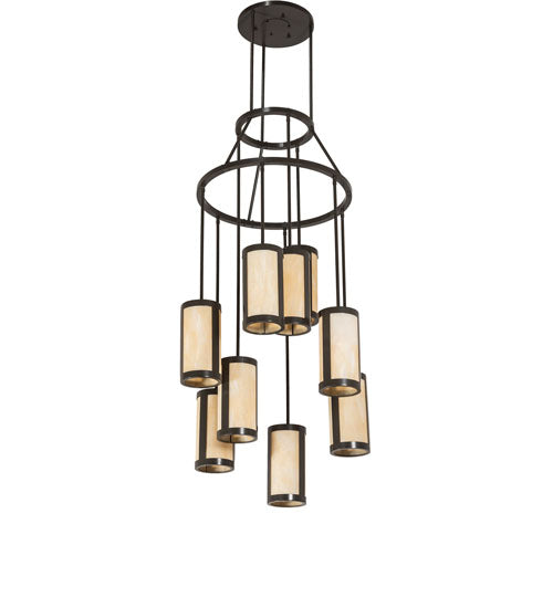 Meyda Lighting Cartier 30" 9-Light Timeless Bronze Chandelier With Beige Sahara Taupe Idalight Shade
