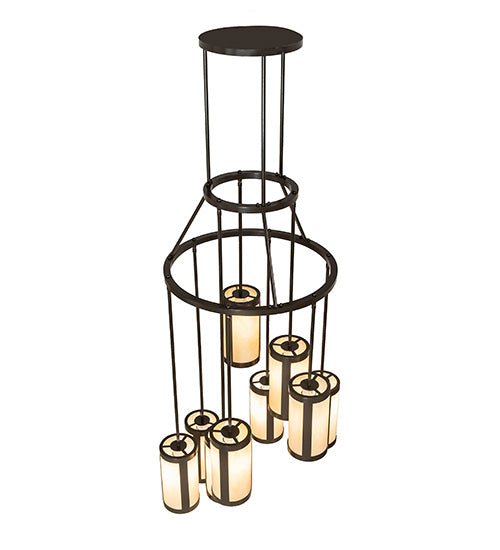 Meyda Lighting Cartier 30" 9-Light Timeless Bronze Chandelier With Beige Sahara Taupe Idalight Shade