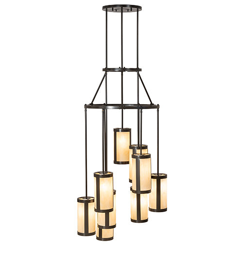 Meyda Lighting Cartier 30" 9-Light Timeless Bronze Chandelier With Beige Sahara Taupe Idalight Shade