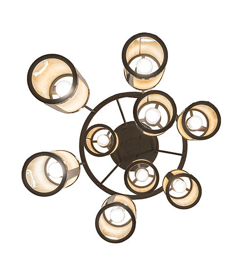 Meyda Lighting Cartier 30" 9-Light Timeless Bronze Chandelier With Beige Sahara Taupe Idalight Shade