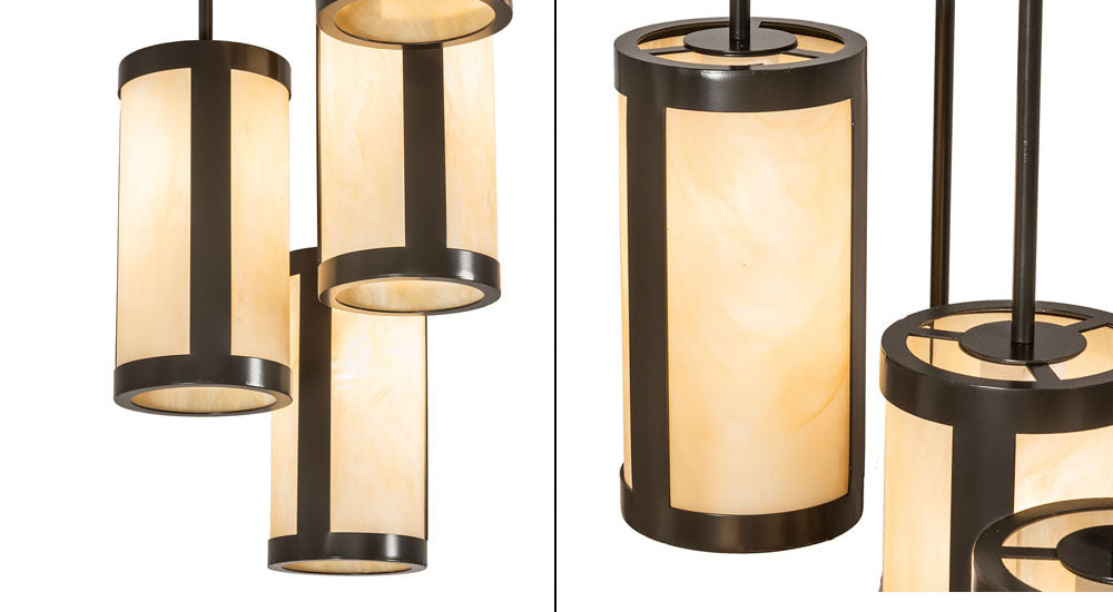 Meyda Lighting Cartier 30" 9-Light Timeless Bronze Chandelier With Beige Sahara Taupe Idalight Shade