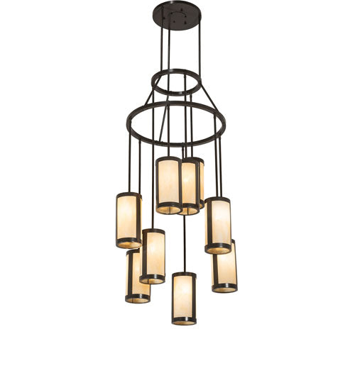 Meyda Lighting Cartier 30" 9-Light Timeless Bronze Chandelier With Beige Sahara Taupe Idalight Shade