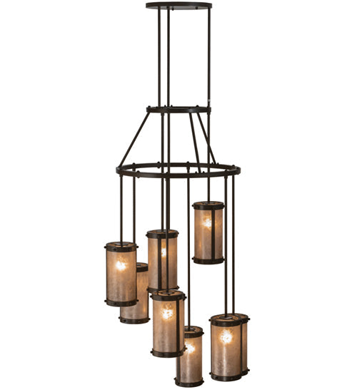 Meyda Lighting Cartier 30" 9-Light Timeless Bronze Chandelier With Silver Mica Shade Glass