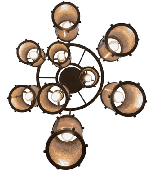 Meyda Lighting Cartier 30" 9-Light Timeless Bronze Chandelier With Silver Mica Shade Glass