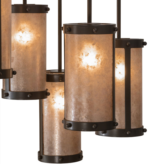 Meyda Lighting Cartier 30" 9-Light Timeless Bronze Chandelier With Silver Mica Shade Glass