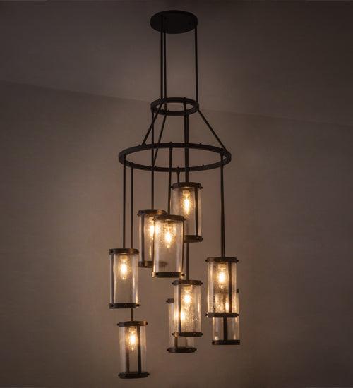 Meyda Lighting Cartier 31" 9-Light Textured Black Chandelier With Clear Rainstone Idalight Shade Glass