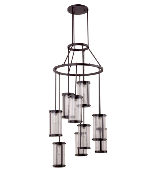 Meyda Lighting Cartier 31" 9-Light Textured Black Chandelier With Clear Rainstone Idalight Shade Glass