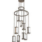 Meyda Lighting Cartier 35" 9-Light Antique Copper Cascading Chandelier With White Linen Shade