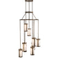 Meyda Lighting Cartier 35" 9-Light Antique Copper Cascading Chandelier With White Linen Shade