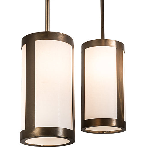 Meyda Lighting Cartier 35" 9-Light Antique Copper Cascading Chandelier With White Linen Shade