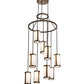 Meyda Lighting Cartier 35" 9-Light Antique Copper Cascading Chandelier With White Linen Shade