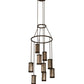 Meyda Lighting Cartier 35" 9-Light Cafe Noir Cascading Chandelier With Silver Mica Shade Glass