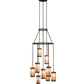 Meyda Lighting Cartier 35" 9-Light Cafe Noir Cascading Chandelier With Silver Mica Shade Glass