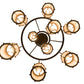 Meyda Lighting Cartier 35" 9-Light Cafe Noir Cascading Chandelier With Silver Mica Shade Glass