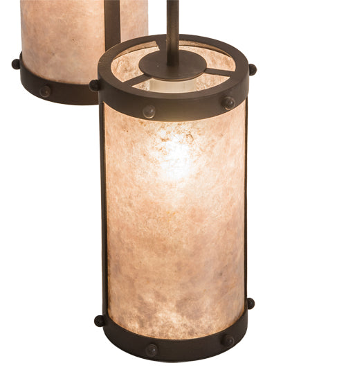 Meyda Lighting Cartier 35" 9-Light Cafe Noir Cascading Chandelier With Silver Mica Shade Glass