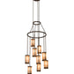 Meyda Lighting Cartier 35" 9-Light Cafe Noir Cascading Chandelier With Silver Mica Shade Glass