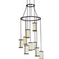 Meyda Lighting Cartier 35" 9-Light Mahogany Bronze Cascading Chandelier With Beige Sahara Taupe Idalight Shade Glass
