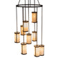 Meyda Lighting Cartier 35" 9-Light Mahogany Bronze Cascading Chandelier With Beige Sahara Taupe Idalight Shade Glass