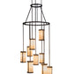 Meyda Lighting Cartier 35" 9-Light Mahogany Bronze Cascading Chandelier With Beige Sahara Taupe Idalight Shade Glass