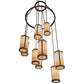 Meyda Lighting Cartier 35" 9-Light Mahogany Bronze Cascading Chandelier With Beige Sahara Taupe Idalight Shade Glass