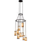 Meyda Lighting Cartier 35" 9-Light Mahogany Bronze Cascading Chandelier With Beige Sahara Taupe Idalight Shade Glass