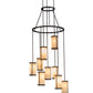 Meyda Lighting Cartier 35" 9-Light Mahogany Bronze Cascading Chandelier With Beige Sahara Taupe Idalight Shade Glass