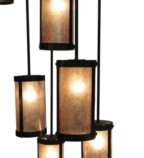 Meyda Lighting Cartier 35" 9-Light Mahogany Bronze Chandelier With Silver Mica Shade Glass