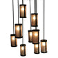 Meyda Lighting Cartier 35" 9-Light Mahogany Bronze Chandelier With Silver Mica Shade Glass
