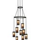 Meyda Lighting Cartier 35" 9-Light Mahogany Bronze Chandelier With Silver Mica Shade Glass