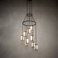 Meyda Lighting Cartier 35" 9-Light Oil Rubbed Bronze Cascading Chandelier With Creme Carrara Idalight Shade
