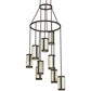 Meyda Lighting Cartier 35" 9-Light Oil Rubbed Bronze Cascading Chandelier With Creme Carrara Idalight Shade