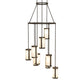 Meyda Lighting Cartier 35" 9-Light Oil Rubbed Bronze Cascading Chandelier With Creme Carrara Idalight Shade
