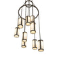 Meyda Lighting Cartier 35" 9-Light Oil Rubbed Bronze Cascading Chandelier With Creme Carrara Idalight Shade