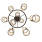 Meyda Lighting Cartier 35" 9-Light Oil Rubbed Bronze Cascading Chandelier With Creme Carrara Idalight Shade