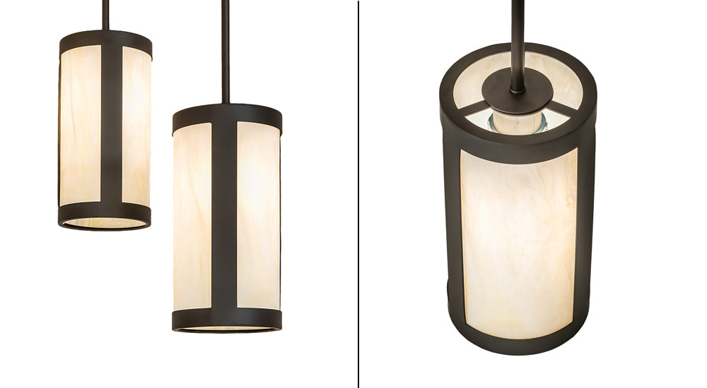 Meyda Lighting Cartier 35" 9-Light Oil Rubbed Bronze Cascading Chandelier With Creme Carrara Idalight Shade