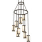 Meyda Lighting Cartier 35" 9-Light Oil Rubbed Bronze Cascading Chandelier With Creme Carrara Idalight Shade