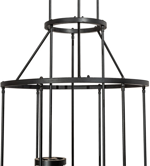 Meyda Lighting Cartier 35" 9-Light Solar Black Cascading Chandelier With Clear Seeded Shade Glass
