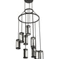 Meyda Lighting Cartier 35" 9-Light Solar Black Cascading Chandelier With Clear Seeded Shade Glass