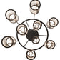 Meyda Lighting Cartier 35" 9-Light Solar Black Cascading Chandelier With Clear Seeded Shade Glass