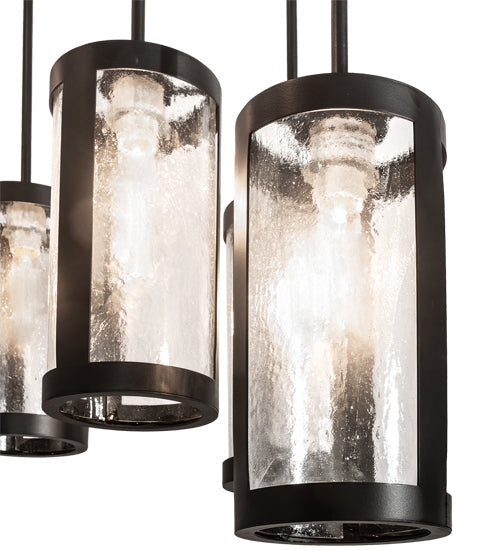 Meyda Lighting Cartier 35" 9-Light Solar Black Cascading Chandelier With Clear Seeded Shade Glass