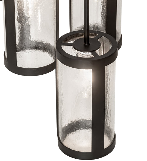 Meyda Lighting Cartier 35" 9-Light Solar Black Cascading Chandelier With Clear Seeded Shade Glass