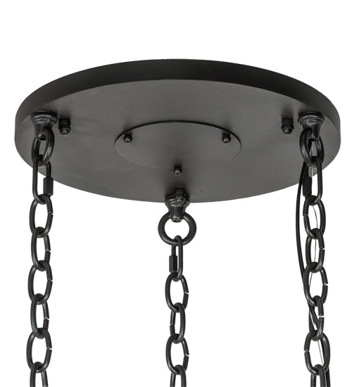 Meyda Lighting Cartier 35" 9-Light Wrought Iron Cascading Chandelier With White & Clear Shade