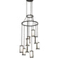 Meyda Lighting Cartier 35" 9-Light Wrought Iron Cascading Chandelier With White & Clear Shade